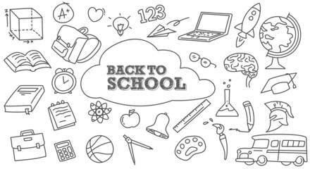 Hand drawn doodle background for education or back to school element. Cartoon style
