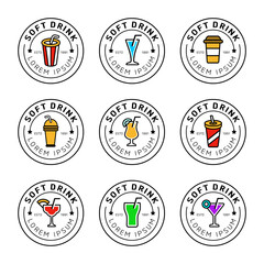 fresh drink logo set. Retro Drink labels, logos, badges, icons, objects and elements. Fait to your restaurant or cafe