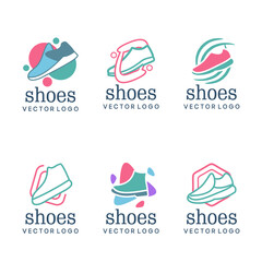 set of shoes logo. shoe icon. Pastel color style. Design inspiration. Illustration vector graphic. Fit to your Business or Company