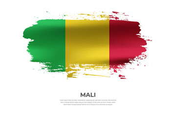 Obraz premium Artistic folded brush flag of Mali. Paint smears brush stroke flag on isolated white background