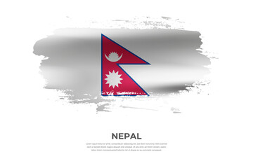 Artistic folded brush flag of Nepal. Paint smears brush stroke flag on isolated white background