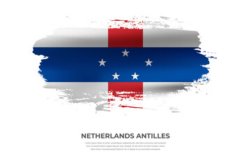 Artistic folded brush flag of Netherlands Antilles. Paint smears brush stroke flag on isolated white background