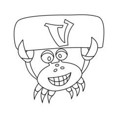crab coloring book with alphabet letters. crab and V