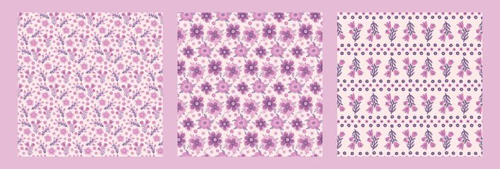 Seamles pattern flower.Hand drawn print of textile.Vintage floral design.