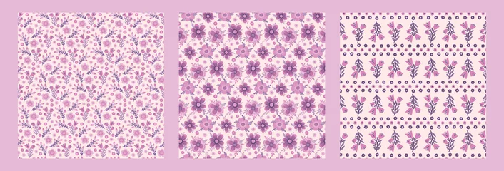 Acrylglasbilder Muster Seamles pattern flower.Hand drawn print of textile.Vintage floral design.  © ArinaKram