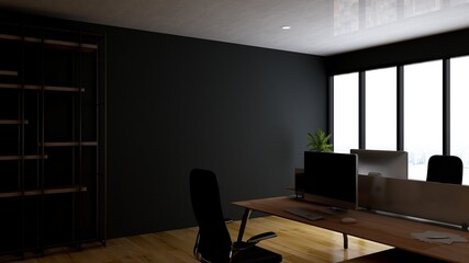 blank wall in office room for company logo mockup