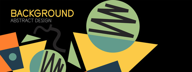 Abstract background. Blocks, lines, triangles, circles composition. Techno or business concept for wallpaper, banner, background, landing page