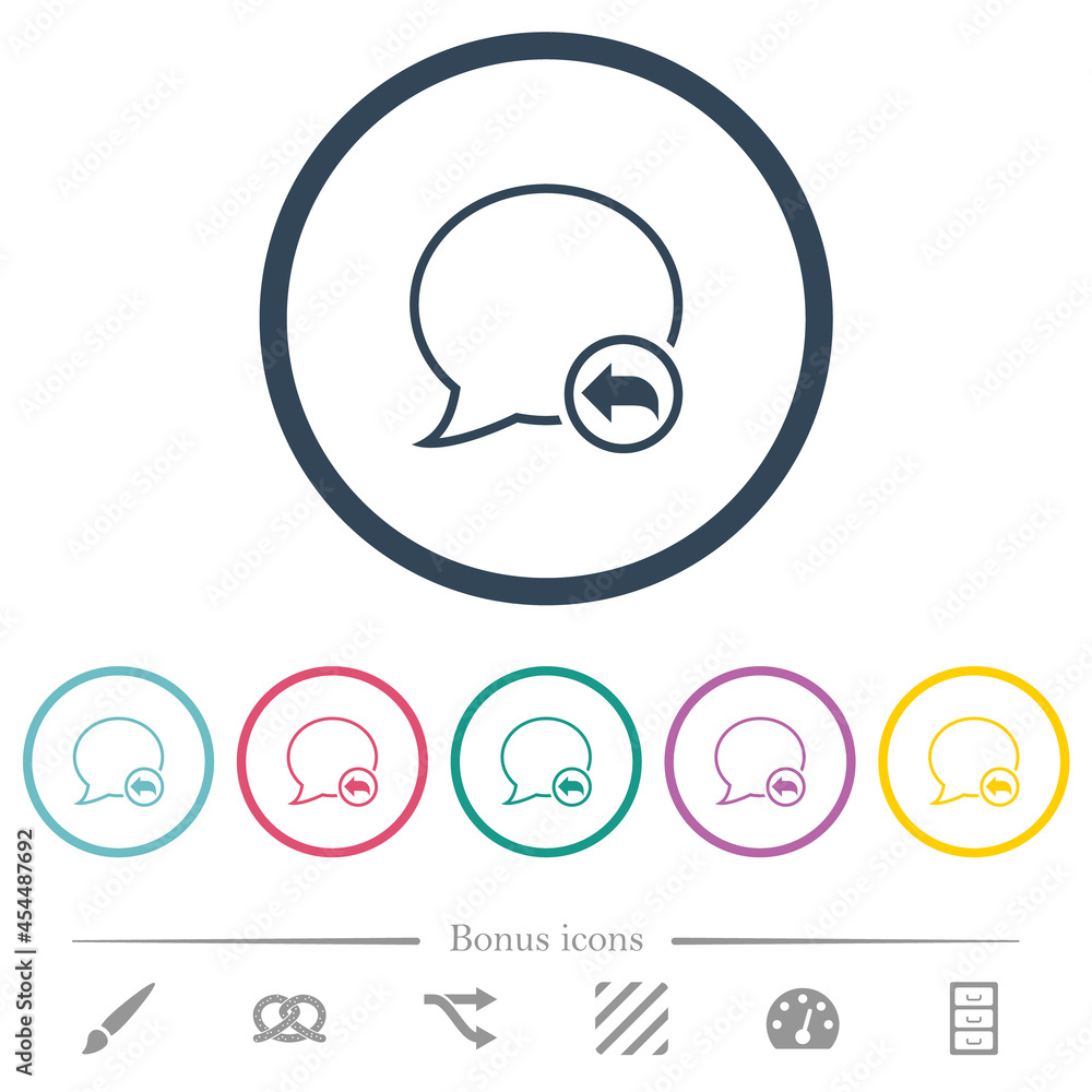 Poster reply message outline flat color icons in round outlines