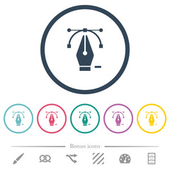 Deleting editing point with pen tool flat color icons in round outlines