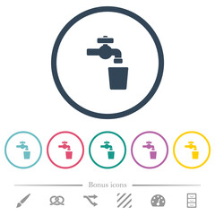 Drinking water flat color icons in round outlines