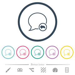 Reply message outline flat color icons in round outlines