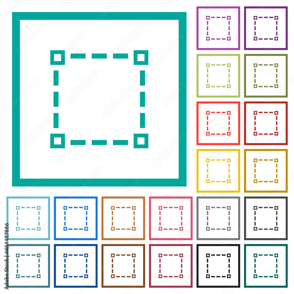 Poster selection tool outline flat color icons with quadrant frames