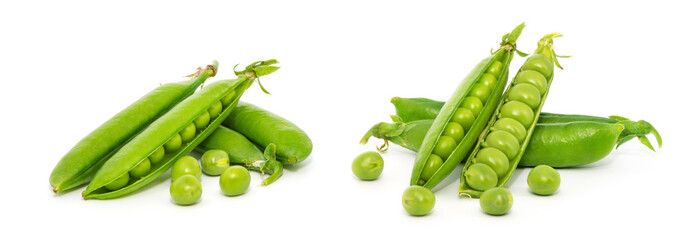 Green peas isolated on the white background