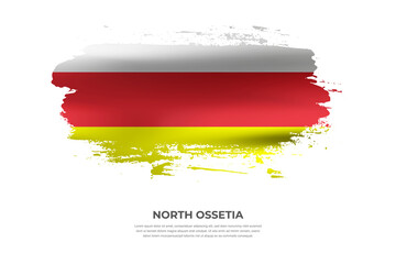 Fototapeta premium Artistic folded brush flag of North Ossetia. Paint smears brush stroke flag on isolated white background