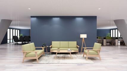 blank wall minimalist lobby waiting room for logo mockup