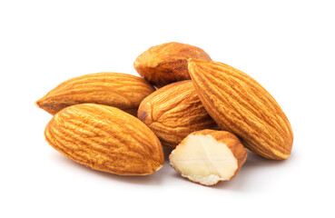 Almonds isolated on white background
