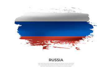 Artistic folded brush flag of Russia. Paint smears brush stroke flag on isolated white background