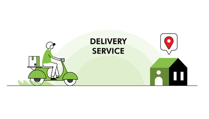 Naklejka premium Online delivery service concept, online order tracking, delivery home and office. Warehouse, truck, drone, scooter and bicycle courier, delivery man in respiratory mask. Vector illustration