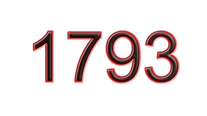 red 1793 number 3d effect white background