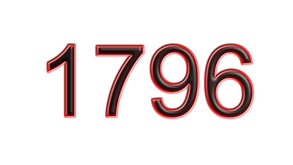 red 1796 number 3d effect white background