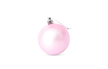 Pink christmas bauble isolated on white background