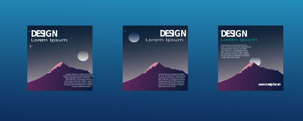 Trendy lanscape montain. Suitable for social media posts, mobile apps, banners design and webinternet ads. Vector fashion backgrounds.
