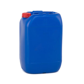 Blue drum with a red cap on a white background