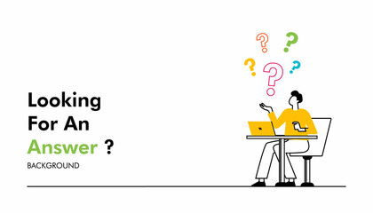 Young troubled couple. Confused woman and man thinking together. People with question marks vector illustration. Man and woman with question, thinking guy