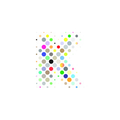 Letter K logo. Dots logo, dotted shape logotype vector design. colorful K letter logo in halftone dots style