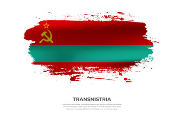 Fototapeta premium Artistic folded brush flag of Transnistria. Paint smears brush stroke flag on isolated white background