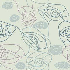 Fototapeta na wymiar Eyes modern line seamless repeat pattern vector hand drawn. Fabric textile, minimalist wallpaper, backdrop, trendy fashion design