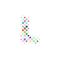 Letter L logo. Dots logo, dotted shape logotype vector design. colorful L letter logo in halftone dots style