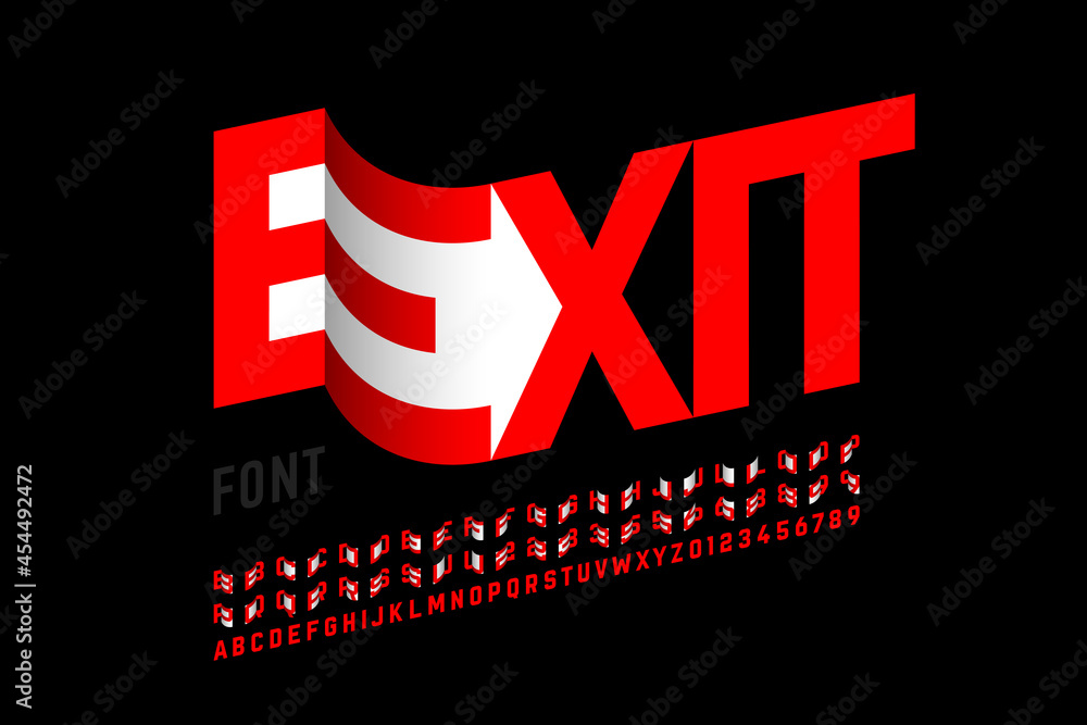 Fototapete modern font design with some alternate letters, alphabet and numbers vector illustration