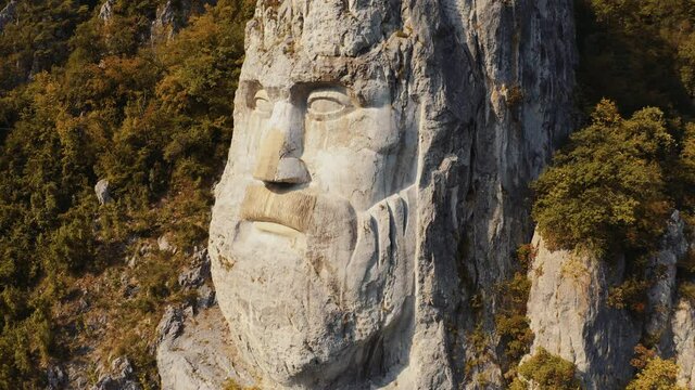 Aerial, The Colossal Head of Decebalus, King Of The Dacians, Romania