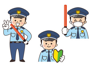 警備員の男性　求人募集　初心者マーク　マスク着用