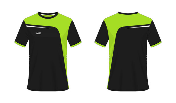T-shirt green and black soccer or football template for team club on white background. Jersey sport, vector illustration eps 10.