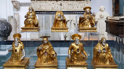 Mini sculptures  with saints, St. Andrew Cathedral, Amalfi Coast, Italy
