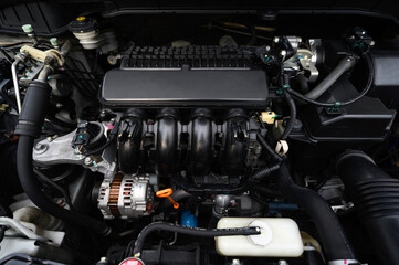 Fototapeta na wymiar Close up detail of new car engine