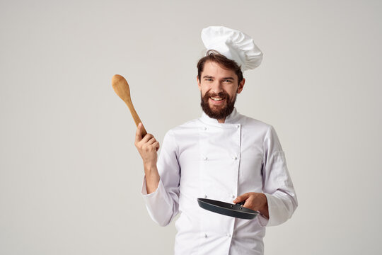 Cheerful Male Chef Kitchen Work Cooking Professional