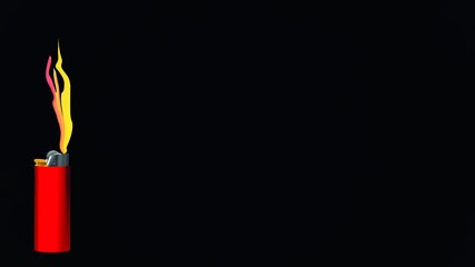 burning lighter on a black background