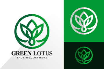 Green Nature Lotus Logo Design, Abstract Logos Designs Concept for Template