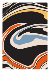 Trendy retro 1970s style abstract art poster