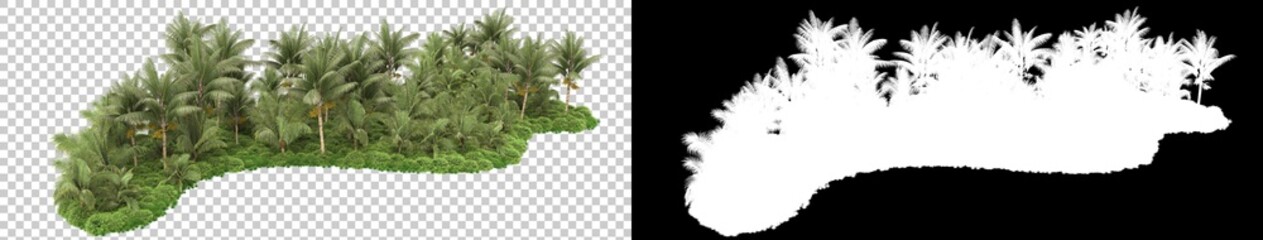 Fototapeta premium Tropical forest isolated on background with mask. 3d rendering - illustration