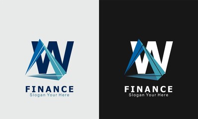 letter W triangle business finance logo