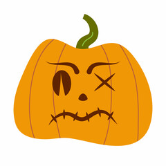 Pumkin scary Halloween face vector. Halloween pumpkin or ghost grimace.