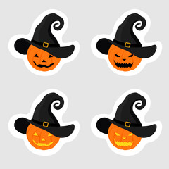 Set pumpkin on white background