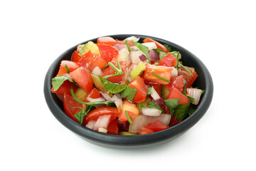 Bowl of Pico de Gallo isolated on white background