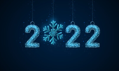 Abstract blue Happy 2022 New Year greeting card