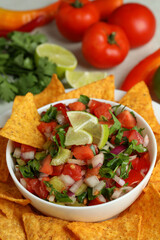 Mexican food concept with Pico de Gallo, close up