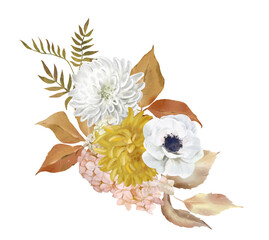 Autumn bouquet watercolor, boho gentle. For cards, invitations, fall weddings, bridal showers